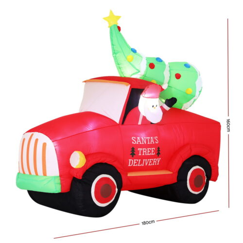 Jingle Jollys Christmas Inflatable Santa Truck 1.6M Height LED Decorations Illuminated - Image 4