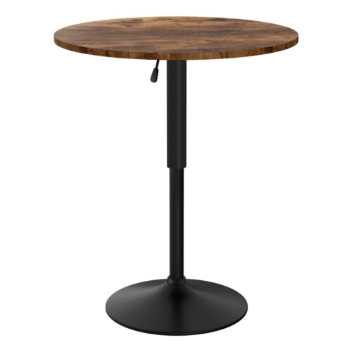 Artiss Height Adjustable Bar Table 360 Swivel Round Gaslift Design 60cm Rustic Brown Black - Image 3