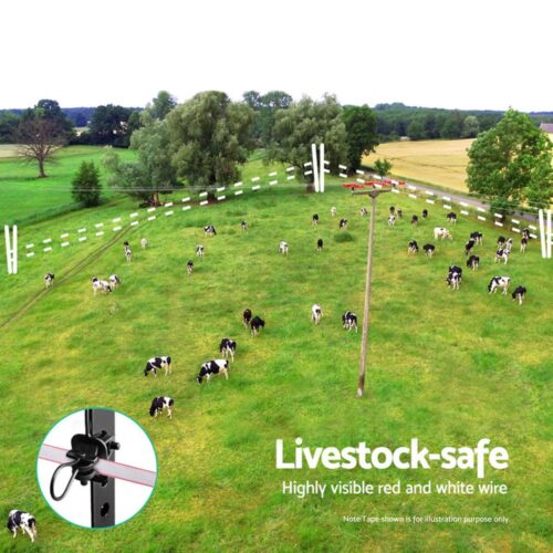 Giantz Electric Fence Tape Polytape 400M Electric Fence Wire Red White - Image 4