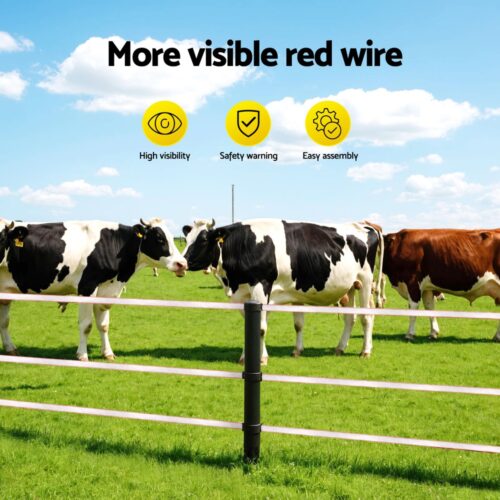 Giantz Electric Fence Tape Polytape 400M Electric Fence Wire Red White - Image 6