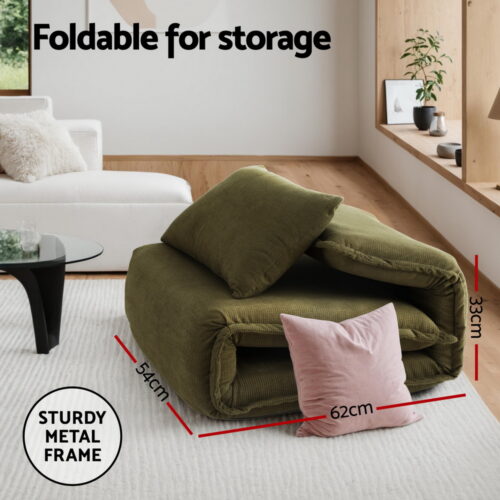 Artiss Floor Lounge Sofa Bed Foldable Green - Image 5