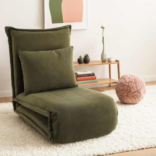 Artiss Floor Lounge Sofa Bed Foldable Green - Image 7