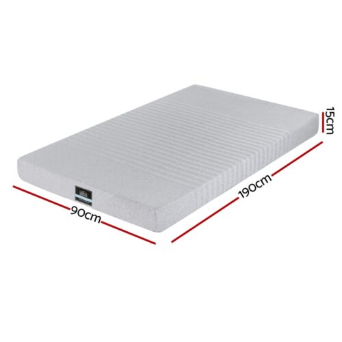 Giselle Bedding Cool Gel Memory Foam Mattress Charcoal 7-Zone Washable Bamboo Cover 15cm Single - Image 2