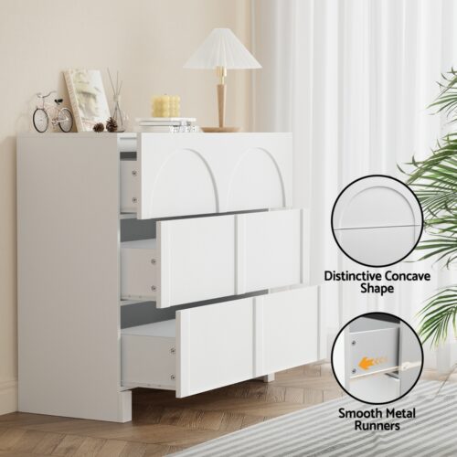 Artiss 3 Chest of Drawers Lowboy Dresser Cabinet White - Image 6