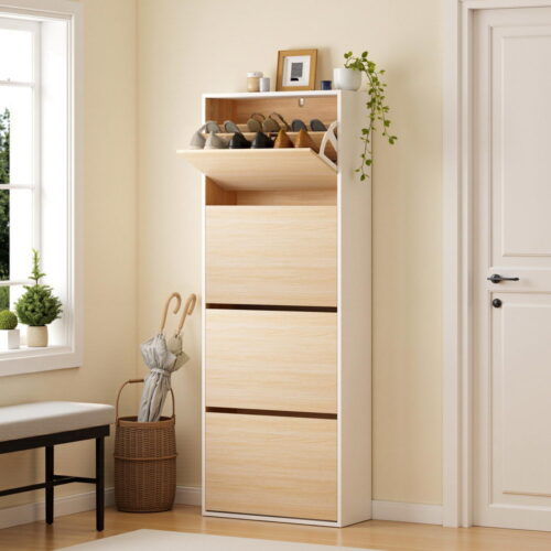 Artiss Shoe Rack Cabinet 24 Pairs Adjustable Shelf Pine - Image 8