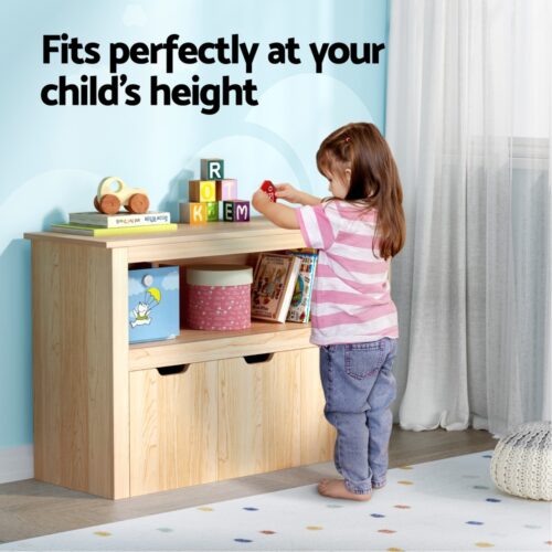 Keezi Kids Bookshelf 3 Drawers Storage Children Bookcase Toy Organiser Display Wooden - Image 6