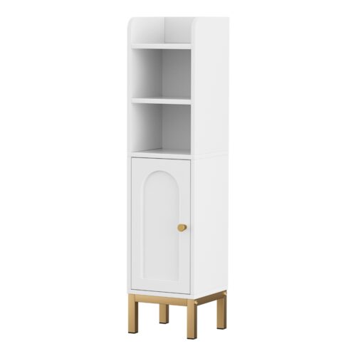 Artiss Bathroom Storage Cabinet Floor Organizer Toilet Corner Adjustable Shelf with Door White