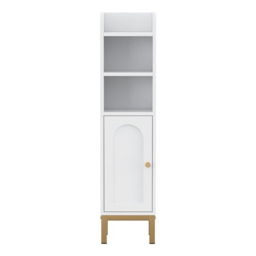 Artiss Bathroom Storage Cabinet Floor Organizer Toilet Corner Adjustable Shelf with Door White - Image 4