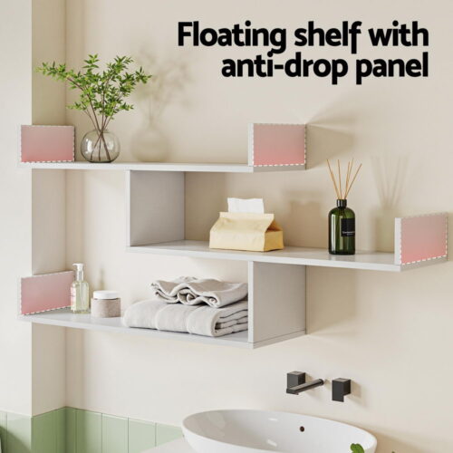 Artiss Floating Wall Shelf 3 Tier White - Image 4