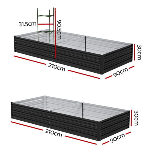 Green Fingers Raised Garden Bed 2 Pcs 210x90cm Planter Box Container Outdoor - Image 2