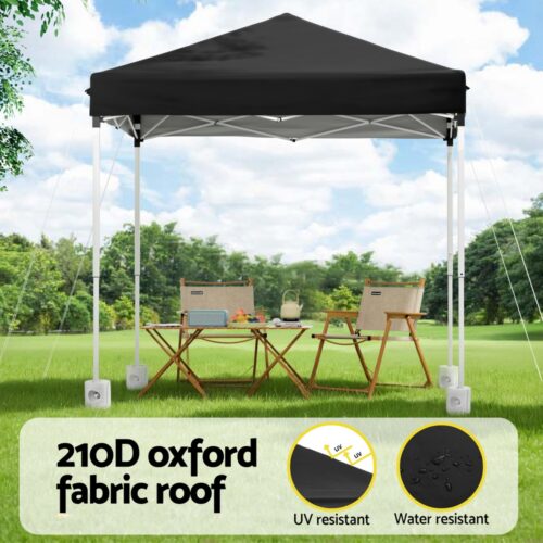 Instahut Gazebo 2x2m Outdoor Patio Garden Marquee Shade w/ Base Pods Black - Image 4