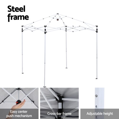 Instahut Gazebo 2x2m Outdoor Patio Garden Marquee Shade w/ Base Pods Black - Image 6