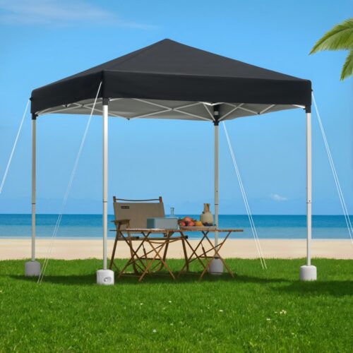 Instahut Gazebo 2x2m Outdoor Patio Garden Marquee Shade w/ Base Pods Black - Image 7