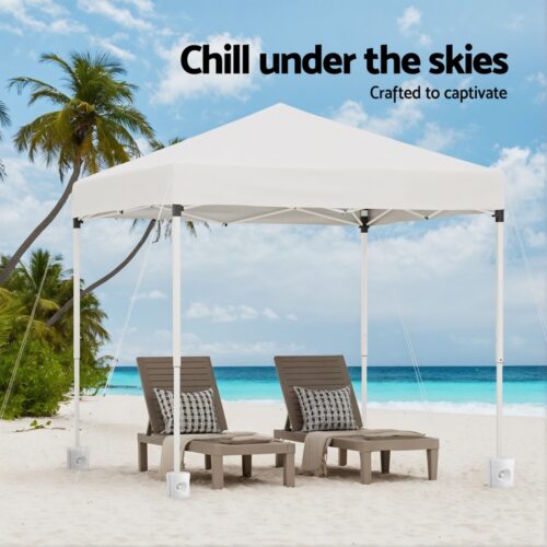 Instahut Gazebo 2x2m Outdoor Patio Garden Marquee Shade w/ Base Pods White - Image 5