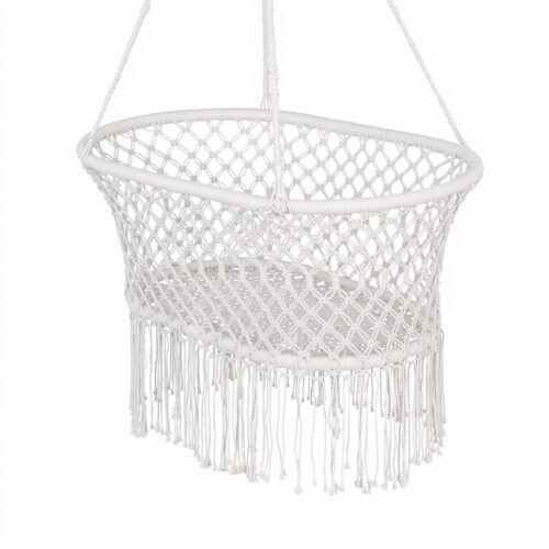 Gardeon Hammock Chair Cotton Swing Chair Outdoor Indoor Cream - Image 3