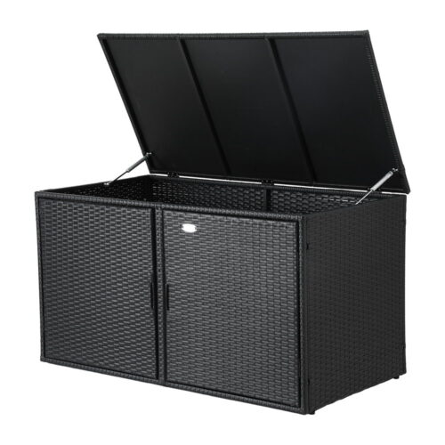 Gardeon Outdoor Storage Cabinet Box Deck Wicker Shelf Chest Garden Shed Tools Black - Image 3