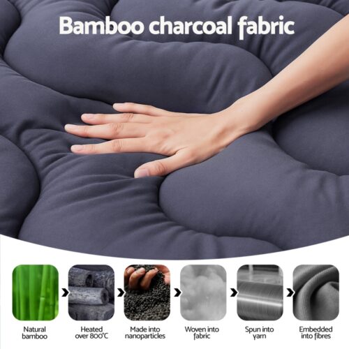 Giselle 5cm Mattress Topper Pillowtop toppers Bamboo Charcoal King Single - Image 5