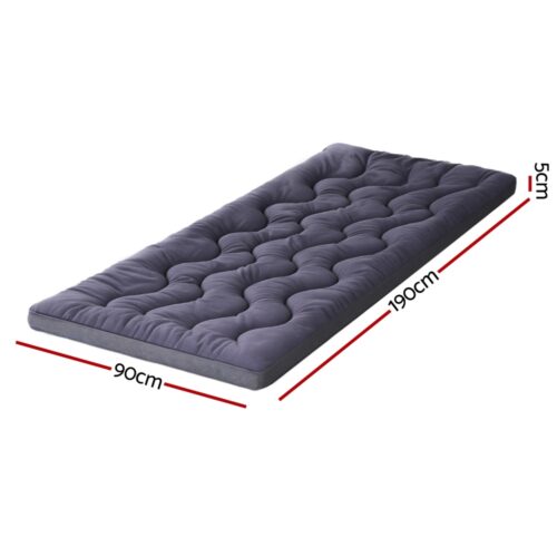 Giselle 5cm Mattress Topper Pillowtop toppers Bamboo Charcoal Single - Image 2