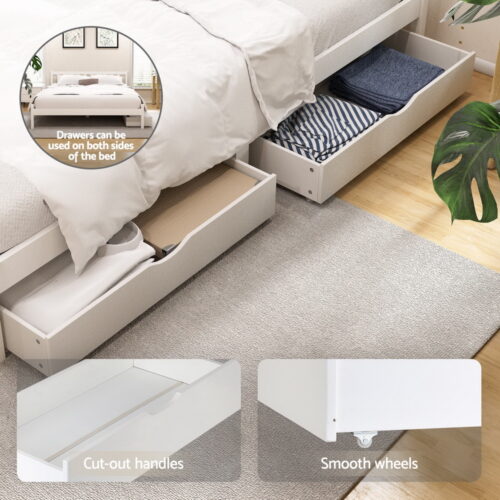 Artiss Bed Frame Double Size Wooden Platform with 2 Storage Drawers White SOFIE - Image 3