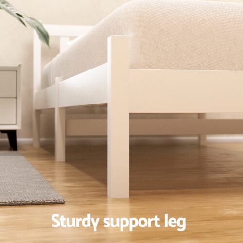 Artiss Bed Frame Double Size Wooden Platform with 2 Storage Drawers White SOFIE - Image 5