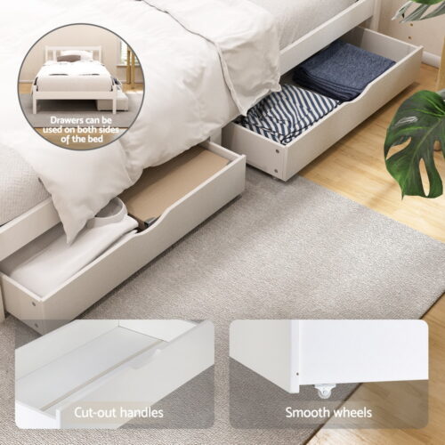 Artiss Bed Frame Single Size Wooden Platform with 2 Storage Drawers White SOFIE - Image 3