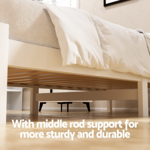 Artiss Bed Frame Single Size Wooden Platform with 2 Storage Drawers White SOFIE - Image 4