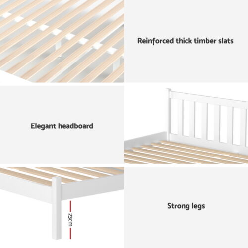 Artiss Bed Frame Single Size Wooden Platform with 2 Storage Drawers White SOFIE - Image 6