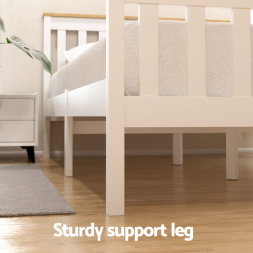 Artiss Bed Frame Double Size Wooden Platform with 2 Storage Drawers White PONY - Image 5