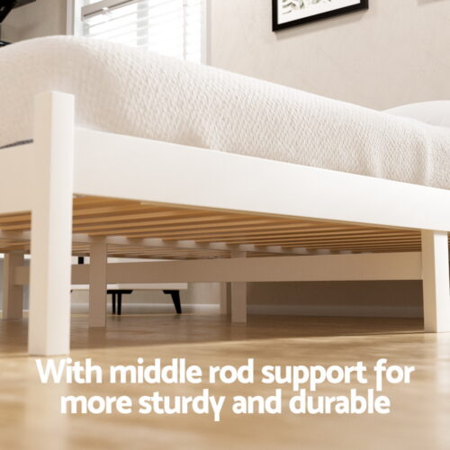 Artiss Bed Frame Queen Size Wooden Platform with 2 Storage Drawers White - Image 4