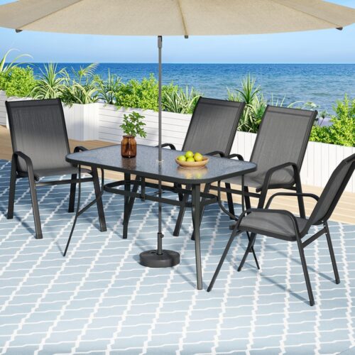 Gardeon 5PC Outdoor Dining Set Table and Chairs Patio Furniture Bistro Set Garden Grey - Image 8