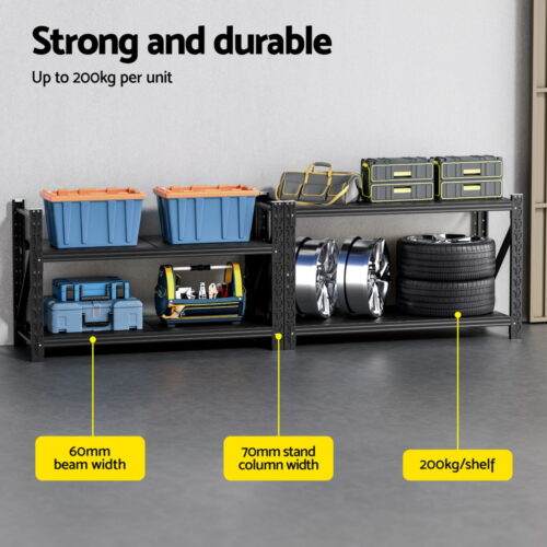Giantz 2x 0.9M Garage Shelving Workbench Warehouse Rack - Image 4