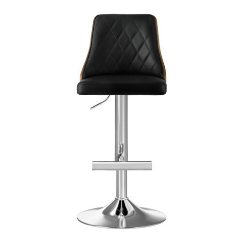 Artiss 4X Bar Stool Wood Swivel Adjustable Kitchen Counter Stool Leather Black - Image 3