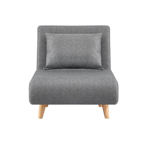 Artiss Sofa Bed Convertible Couch Recliner Lounge Chair Linen Grey - Image 3