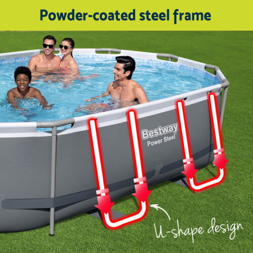 Bestway 488x305x107cm Swimming Pool Steel Frame Set w/ Pump Filter Ladder Cover - Image 5