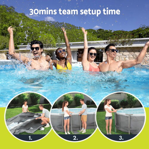 Bestway 488x305x107cm Swimming Pool Steel Frame Set w/ Pump Filter Ladder Cover - Image 6
