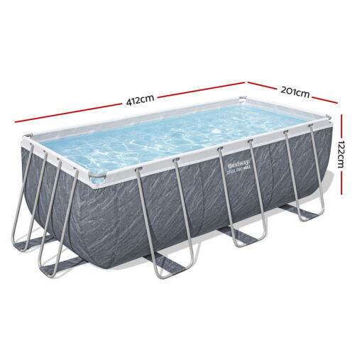 Bestway Swimming Pool Steel Frame Pools Set with Pump Ladder 412x201x122cm - Image 2
