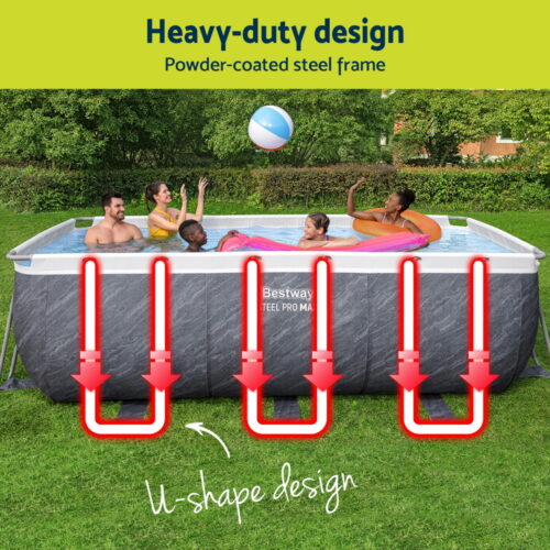 Bestway Swimming Pool Steel Frame Pools Set with Pump Ladder 412x201x122cm - Image 5