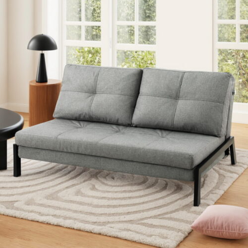 Artiss Sofa Bed 2 Seater Folding Convertible Fold Couch Recliner Lounge Chair Grey - Image 7