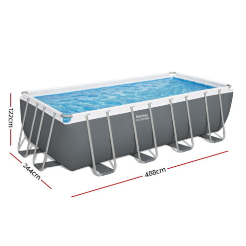 Bestway Swimming Pool Steel Frame Pool Set with Filter Pump Ladder Cover 488x244cm - Image 2