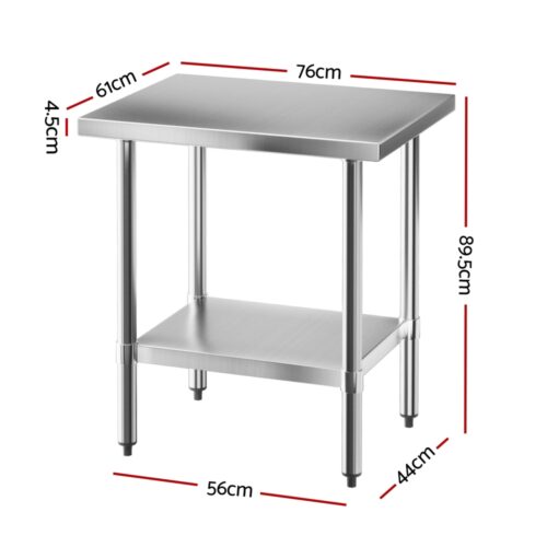 Cefito Stainless Steel Kitchen Bench Work Table 610 x760MM 430 - Image 2