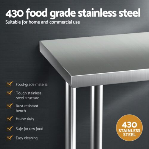 Cefito Stainless Steel Kitchen Bench Work Table 610 x760MM 430 - Image 4