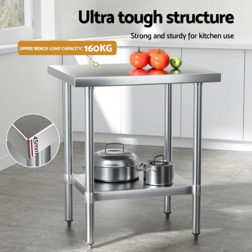 Cefito Stainless Steel Kitchen Bench Work Table 610 x760MM 430 - Image 5
