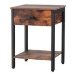 Artiss Bedside Table Side End Table Drawer Nightstand Storage Open Shelf Walnut
