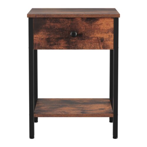 Artiss Bedside Table Side End Table Drawer Nightstand Storage Open Shelf Walnut - Image 3