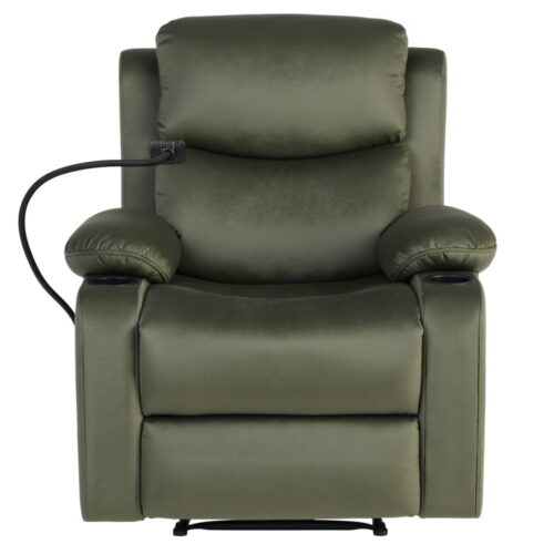Artiss Massage Recliner Chair Velvet Armchair Lounge Sofa with Phone Holder USB - Image 2