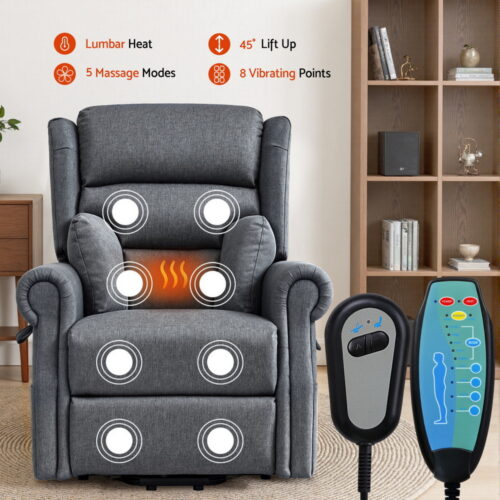 Artiss Electric Recliner Chair Power Lift Massage Heated Recliner Sofa - Image 4