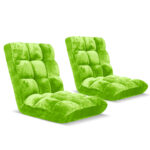 2x Floor Recliner Folding Lounge Sofa Futon Couch Folding Chair Cushion Green