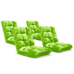 4x Floor Recliner Folding Lounge Sofa Futon Couch Folding Chair Cushion Green