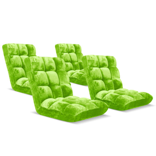 4x Floor Recliner Folding Lounge Sofa Futon Couch Folding Chair Cushion Green