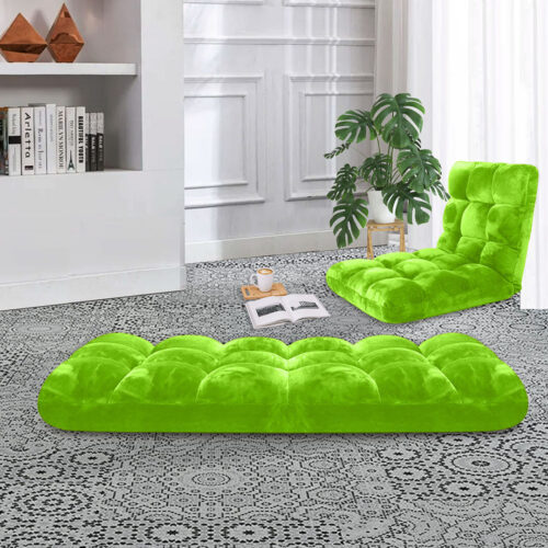 4x Floor Recliner Folding Lounge Sofa Futon Couch Folding Chair Cushion Green - Image 4